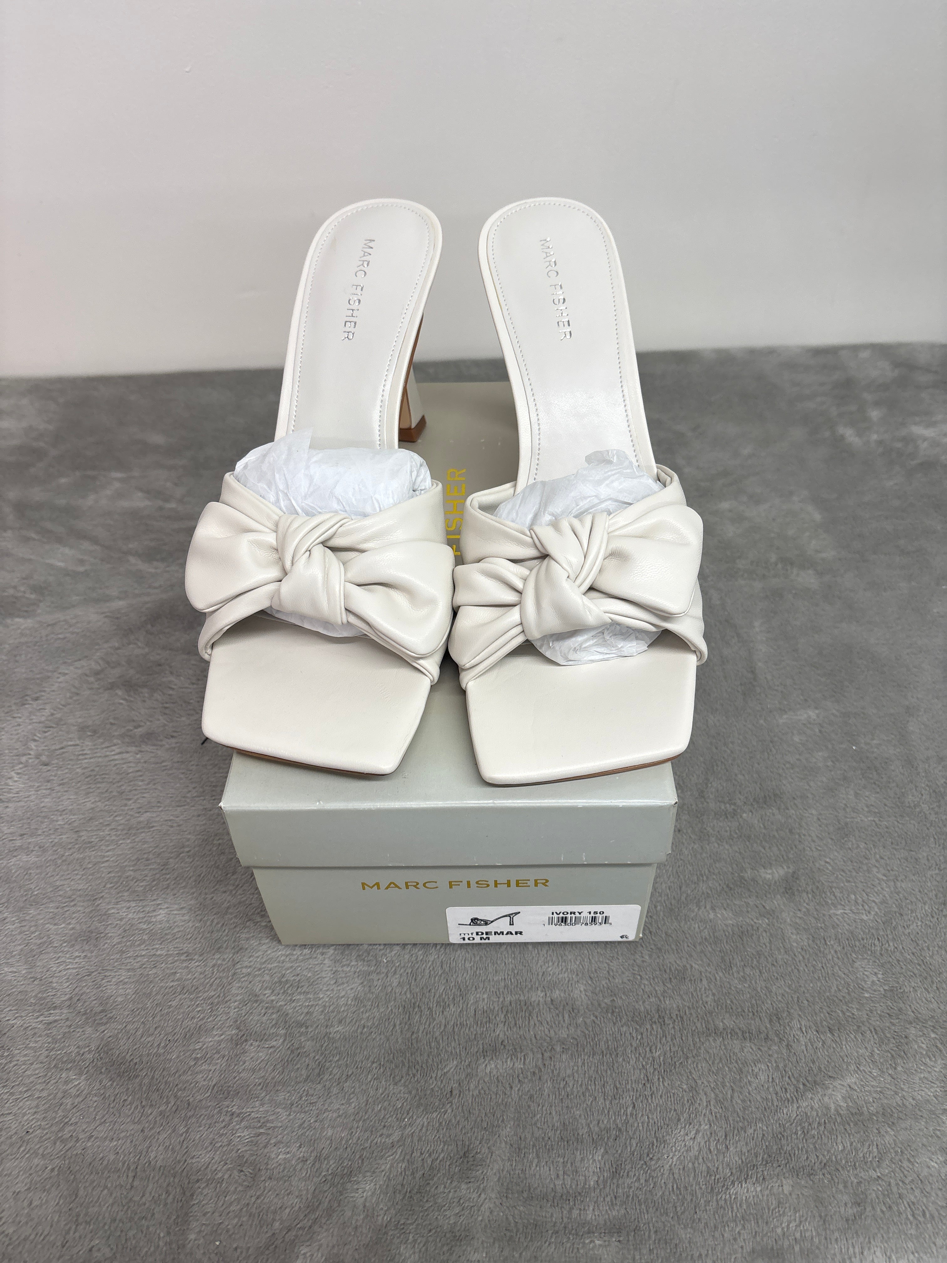 Marc fisher square-toe heeled mules