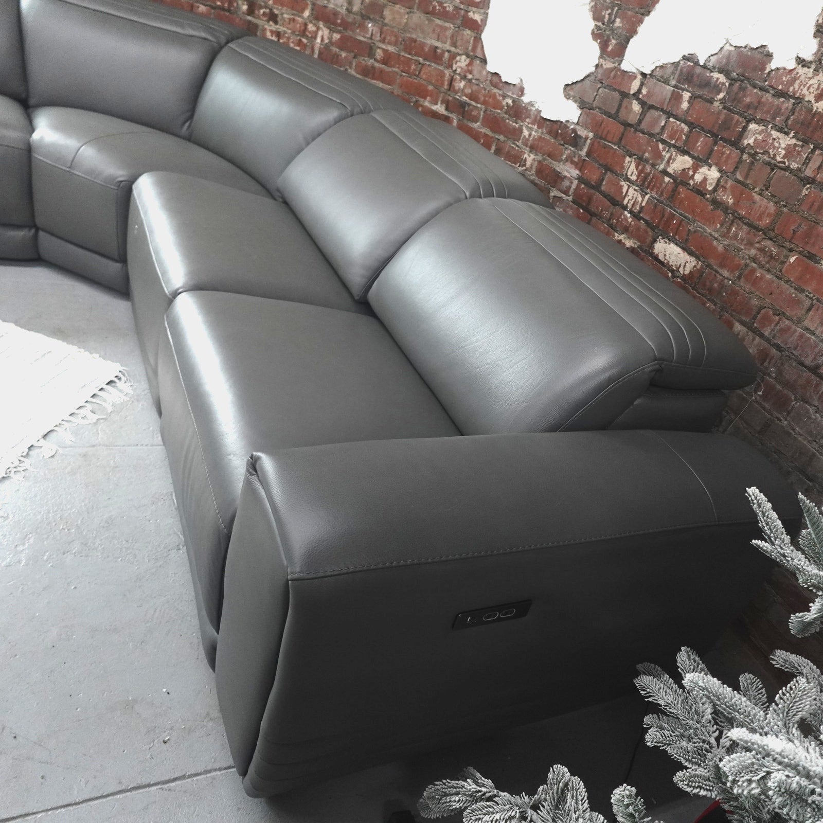 Karson Leather Power Reclining Sectional with Power Headrests