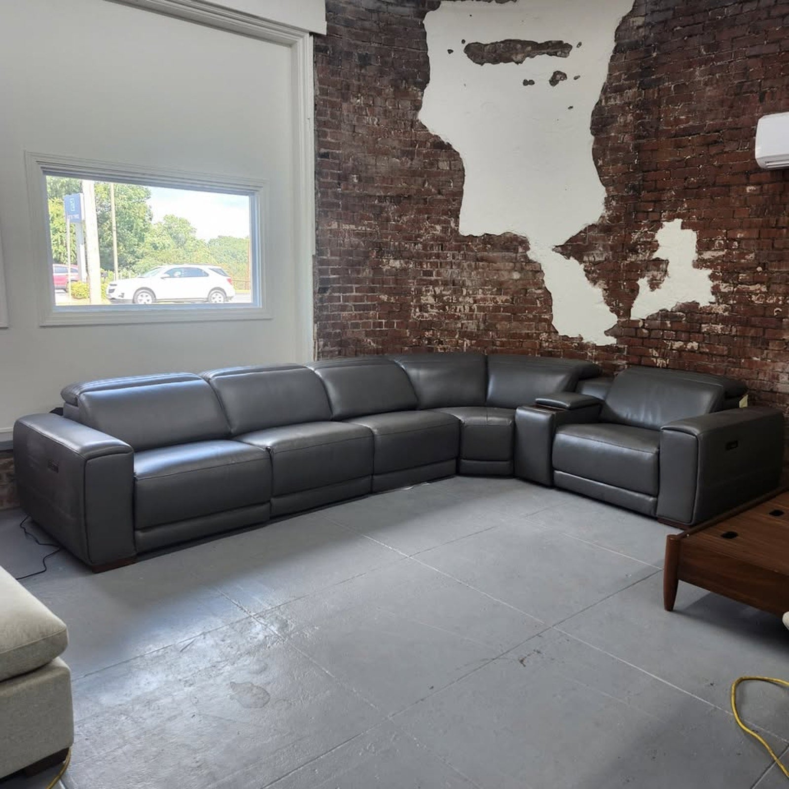 Karson Leather Power Reclining Sectional with Power Headrests