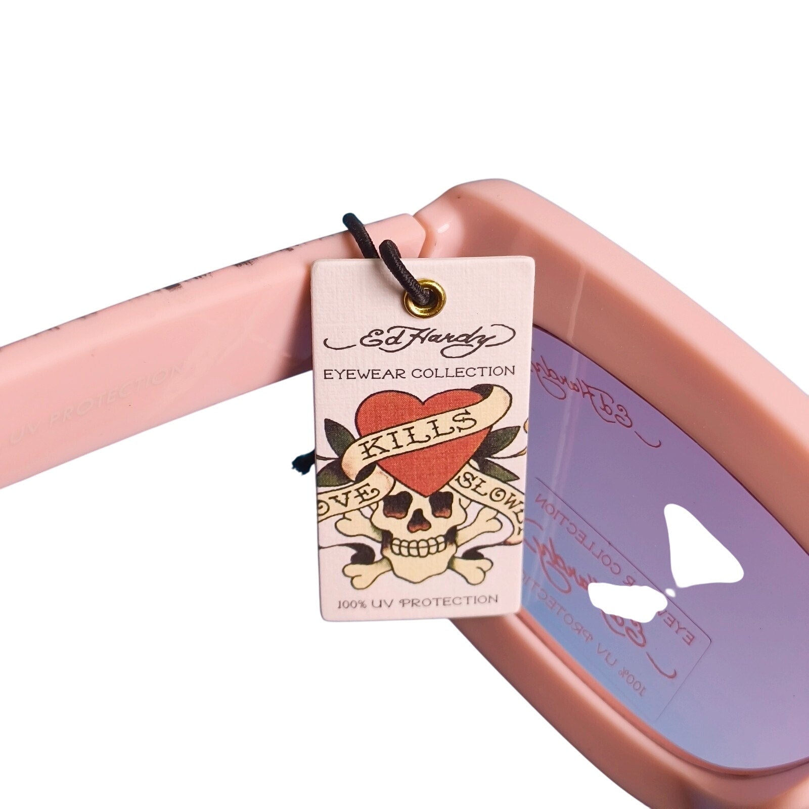 Ed Hardy Love Kills Slowly Collection Sunglasses UV Protective Vertex Skull Pink