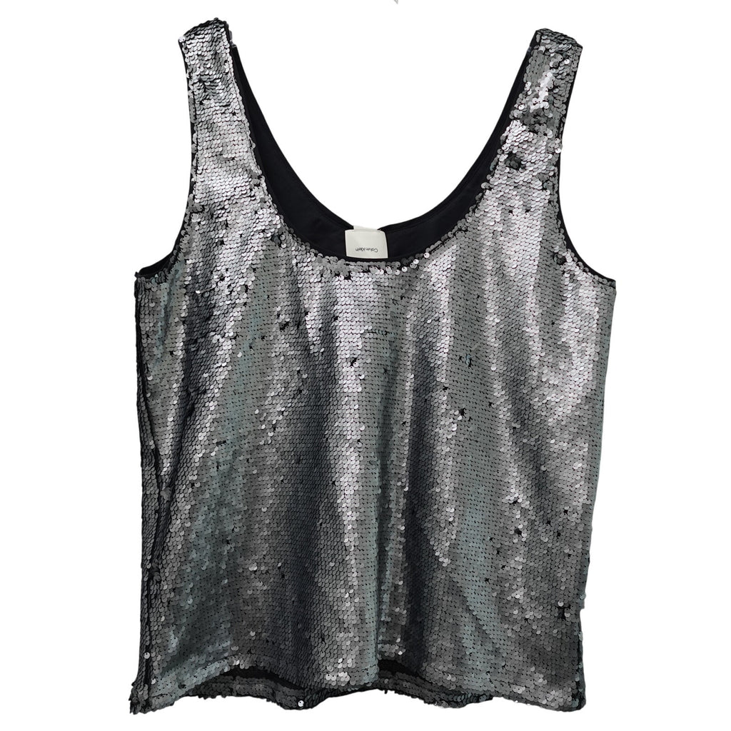 Calvin Klein Women's Sequin Tank Top Dark Gray - Size 14