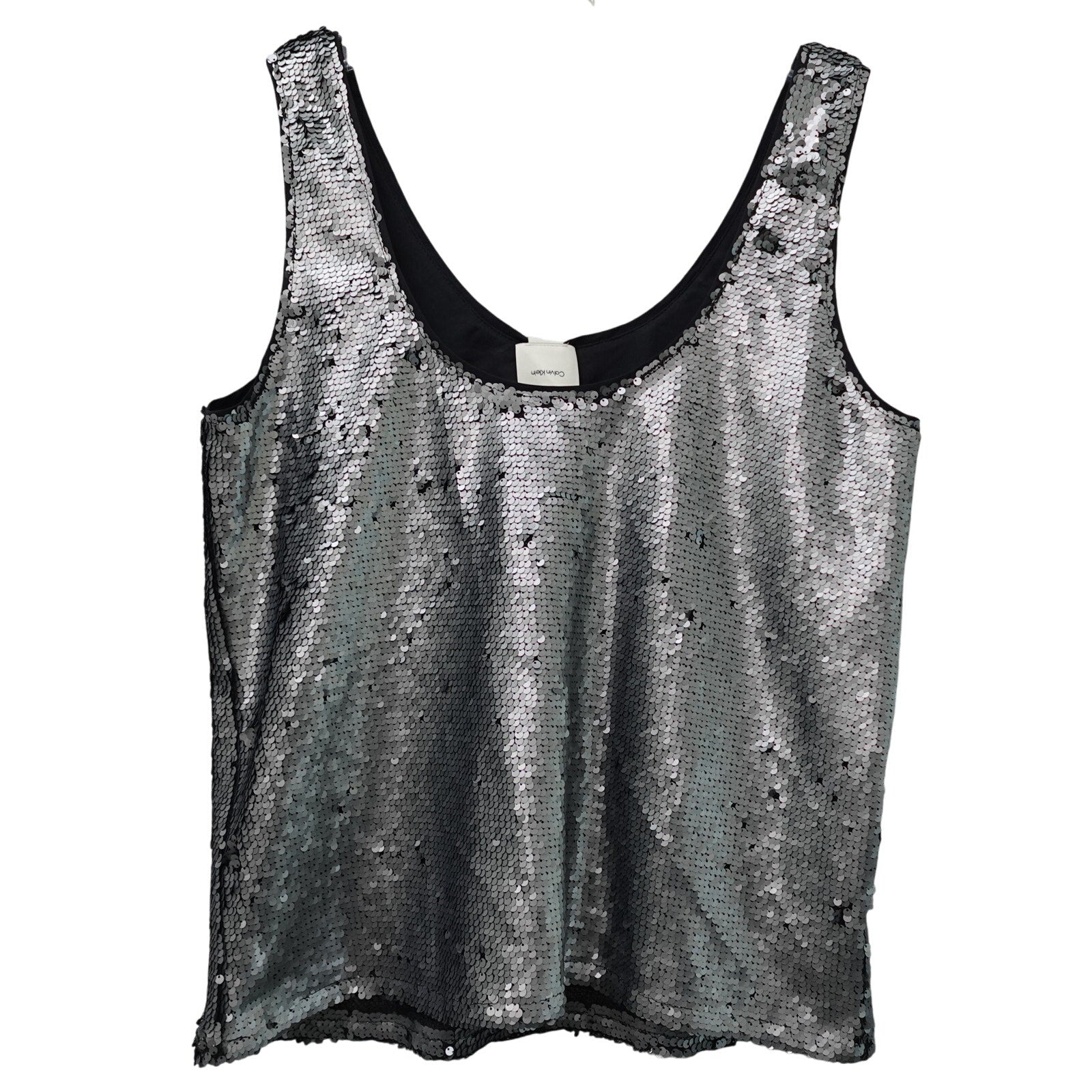 Calvin Klein Women's Sequin Tank Top Dark Gray - Size 14