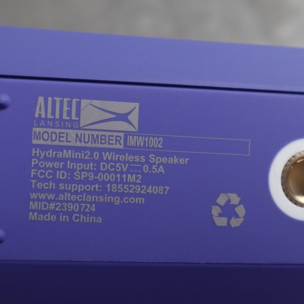 Altec Lansing HydraMini 2.0 Bluetooth Wireless Speaker IP67 Purple