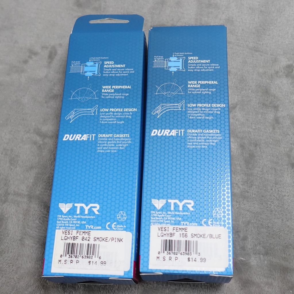 TYR Active Vesi Femme Adult Swimming Goggles Set of 4 Blue Pink New