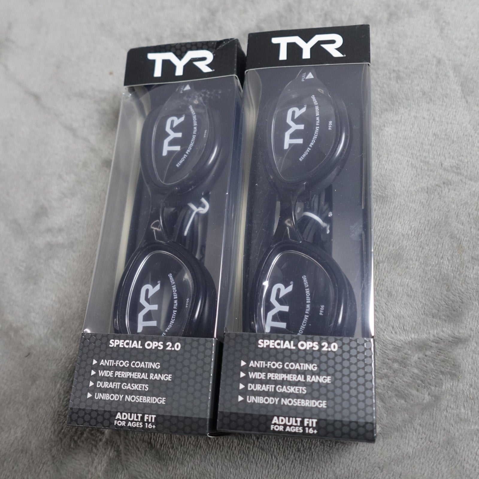Lot of 2 TYR Special Ops 2.0 Adult Swim Goggles Black/Clear Anti-Fog New