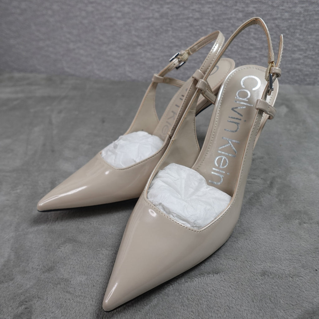 Calvin Klein Amaria Women's Pointed Toe Slingback Pumps Ivory Size 9.5M New