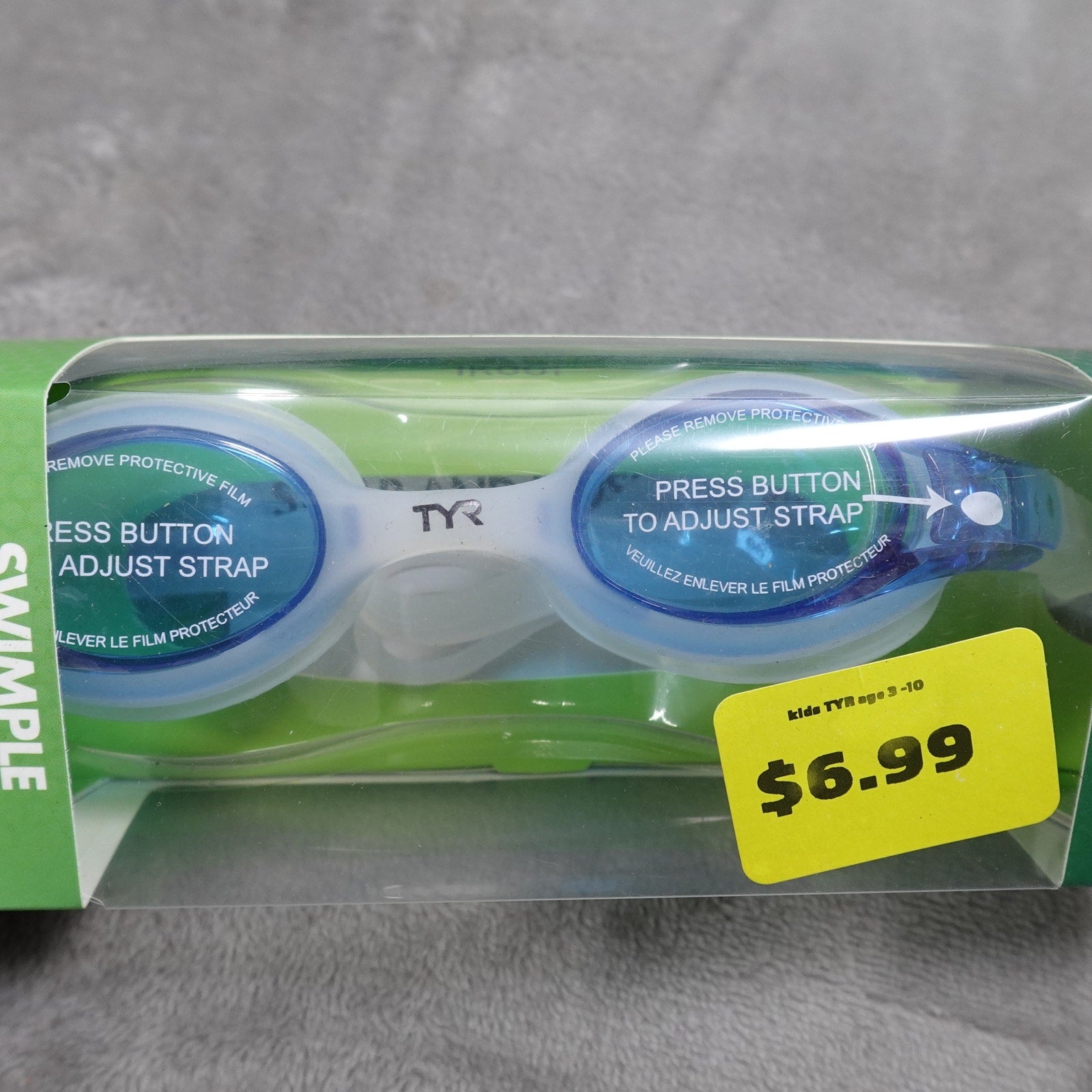 TYR Swimple Kids Swim Goggles Blue Youth Swimming New