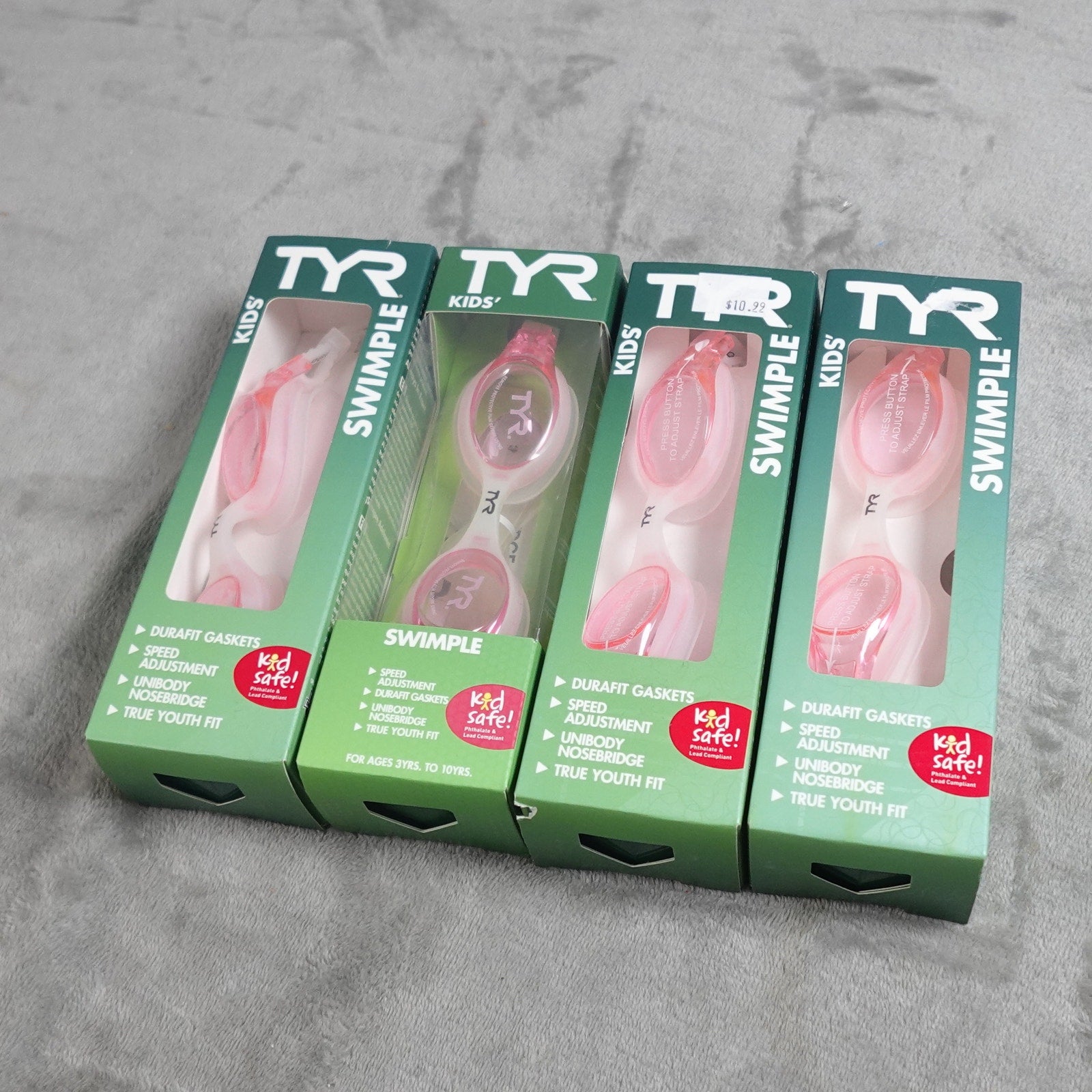 Lot of 4 TYR Swimple Kids Swim Goggles Rose Pink Youth New