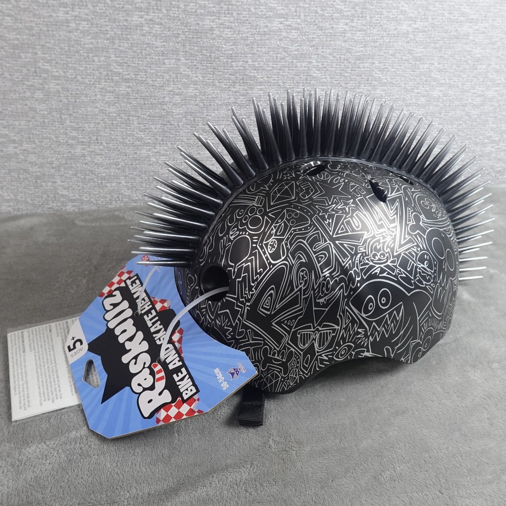 Raskullz Doodle Mohawk Bike Helmet in Black Adjustable