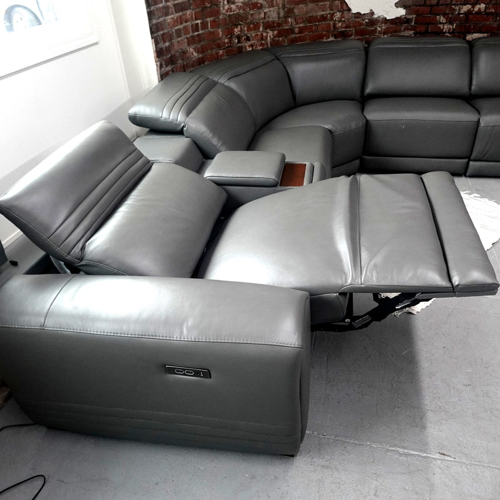 Karson Leather Power Reclining Sectional with Power Headrests