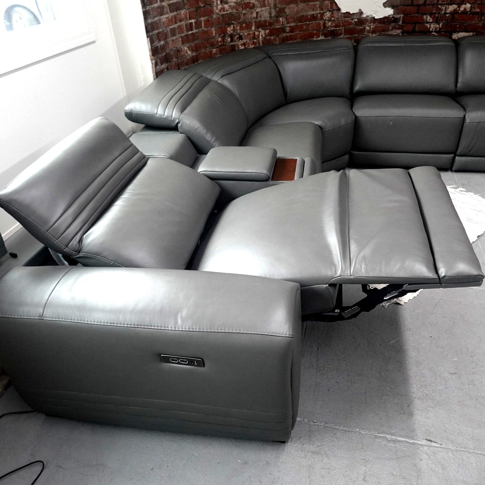 Karson Leather Power Reclining Sectional with Power Headrests