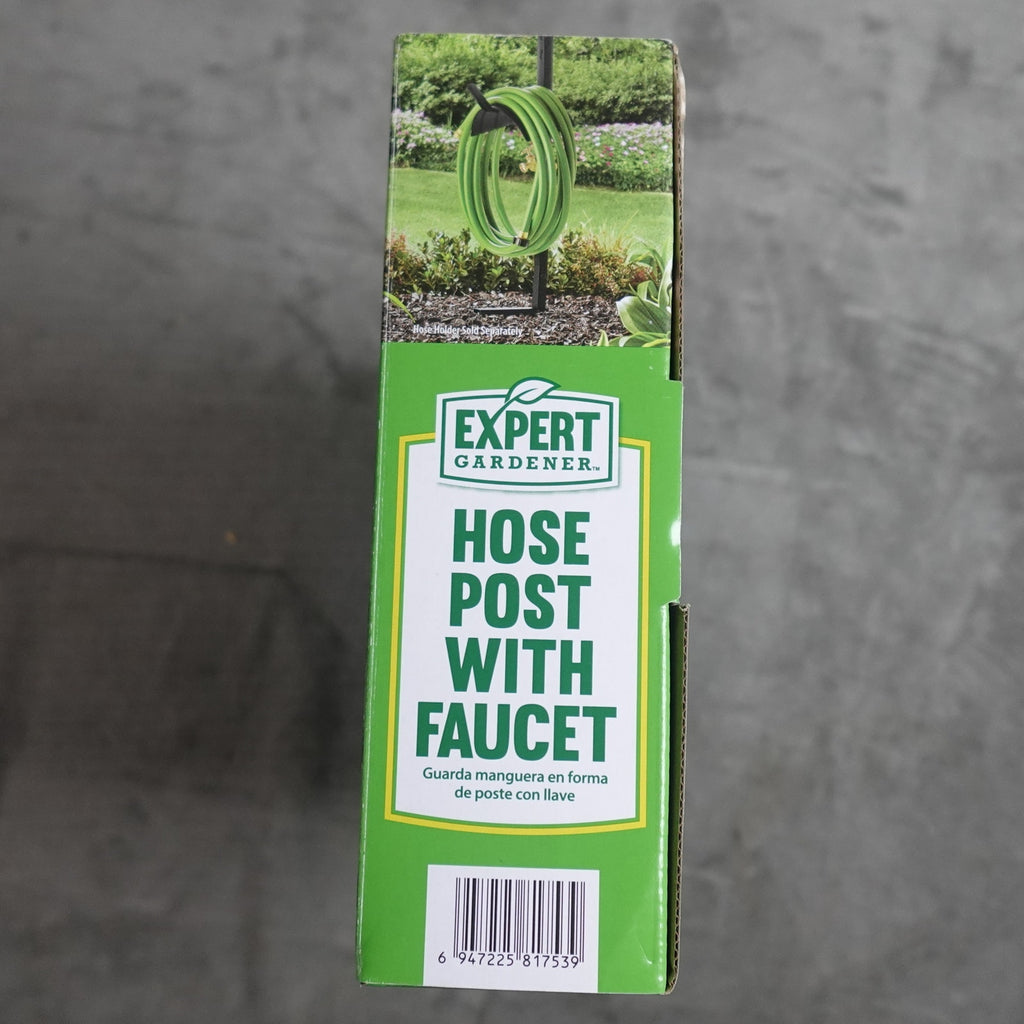 Expert Gardener Matte Black Metal Hose Post With Faucet for Watering & Garden NEW