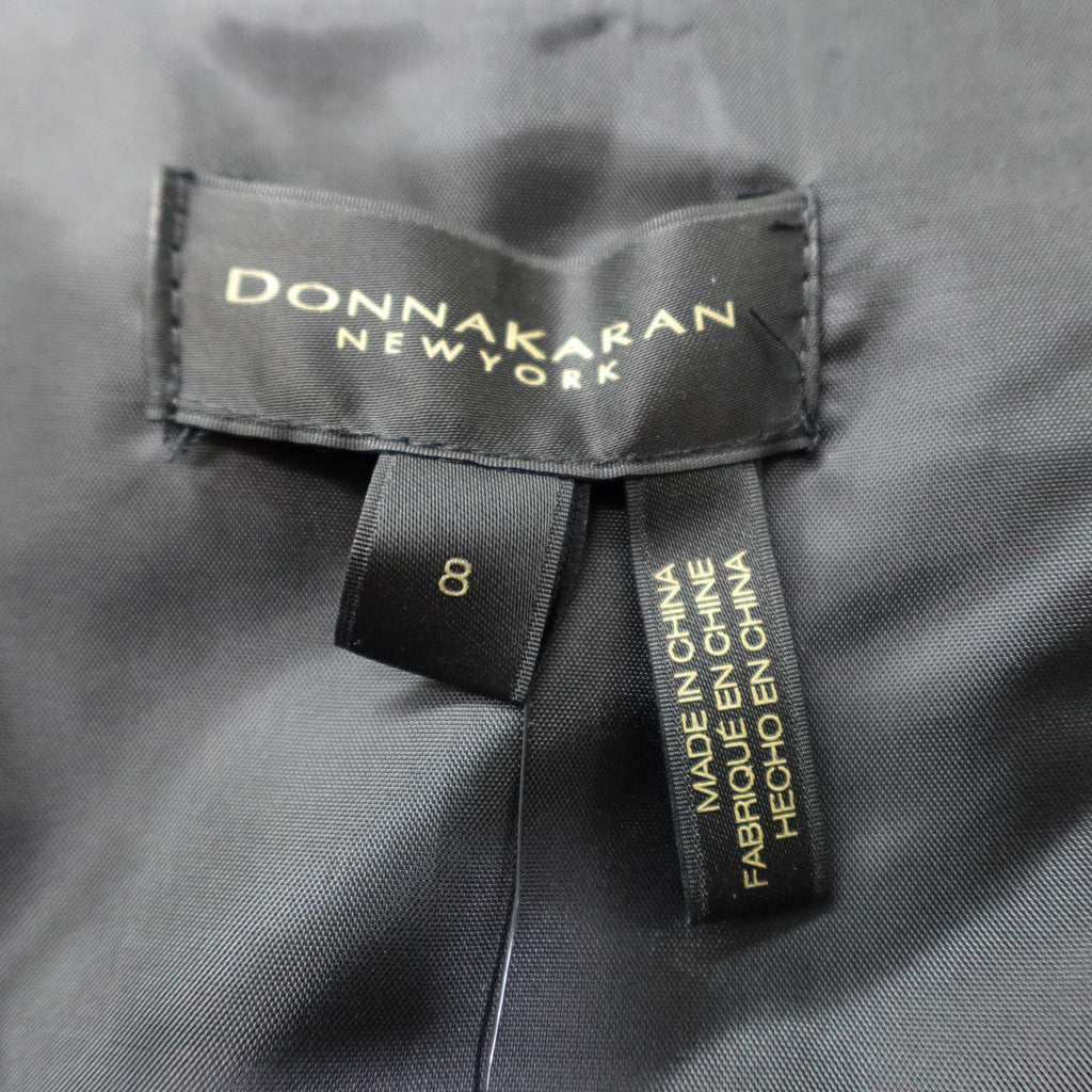 Donna Karan New York Size 8 Black Sequin Short Sleeve Button Up Belted Dress NWT