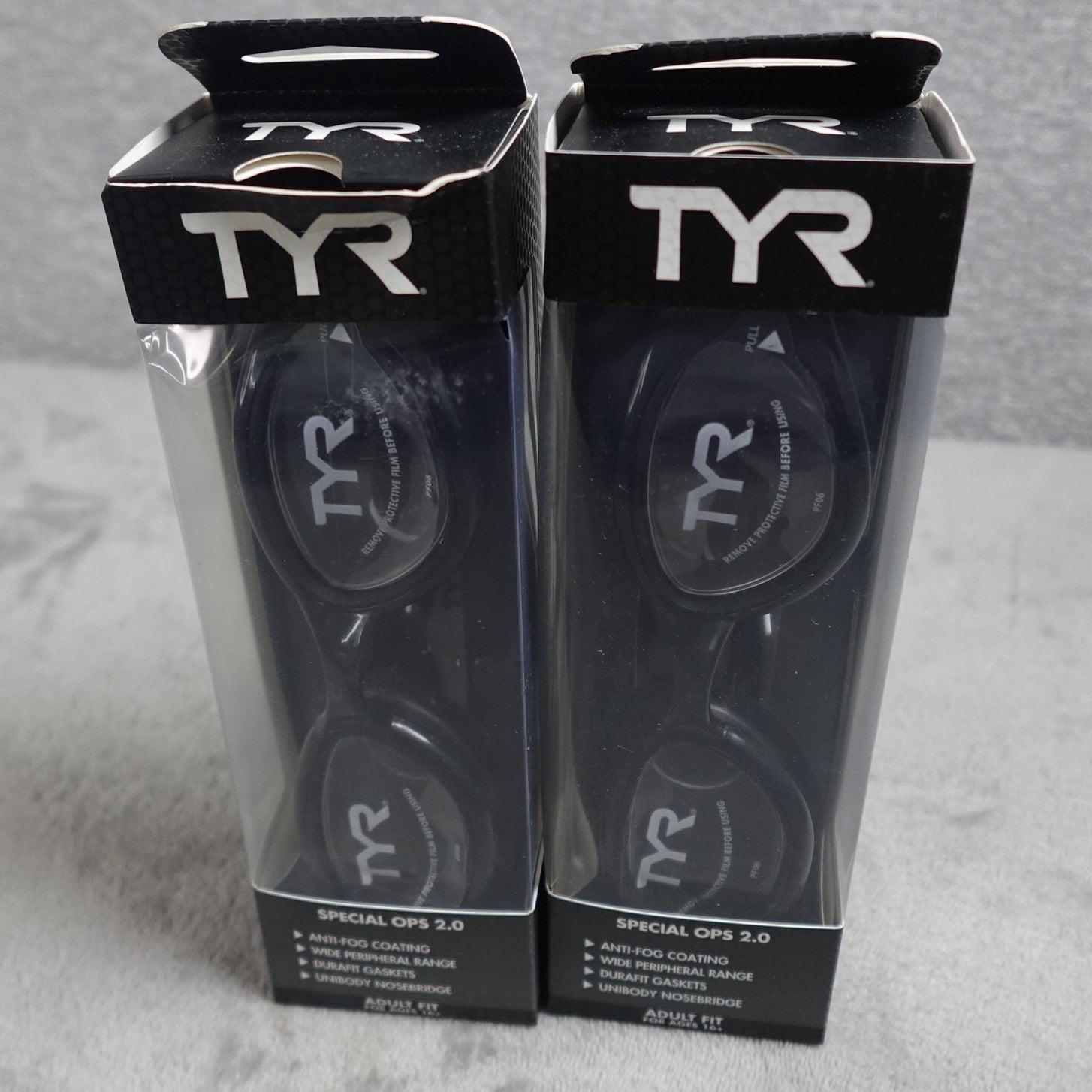 Lot of 2 TYR Special Ops 2.0 Adult Swim Goggles Black/Clear Anti-Fog New