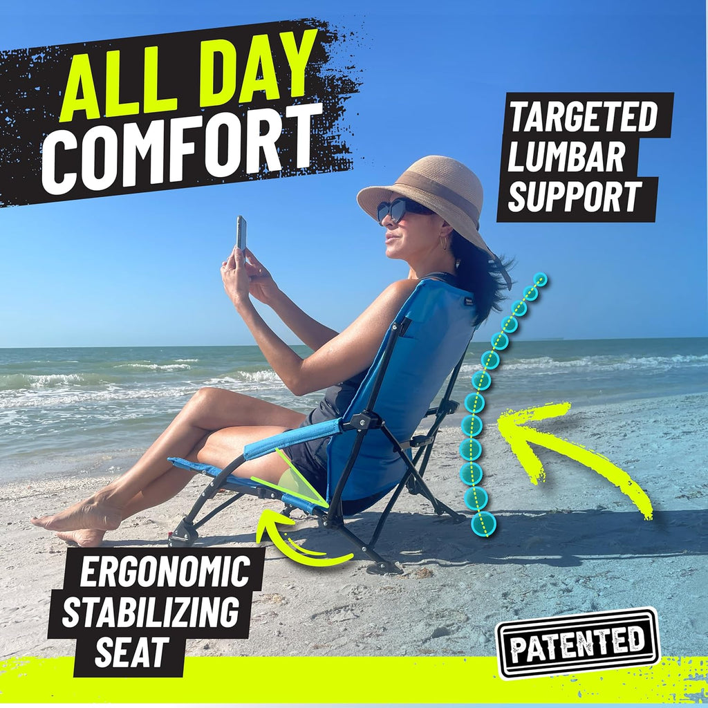 STRONGBACK Low G Beach Chair Ergonomic Lumbar Support Folding Portable 300lb