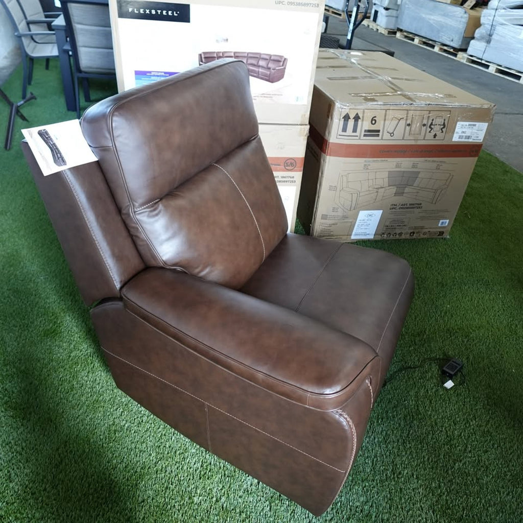 Flexsteel Griffin Italian Leather Zero Gravity Reclining Sectional with Power Headrests