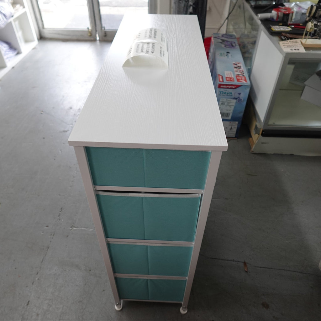 8 Drawer Organizer Turquoise Bedroom Dresser w Steel Frame and Wood Top 14544MD