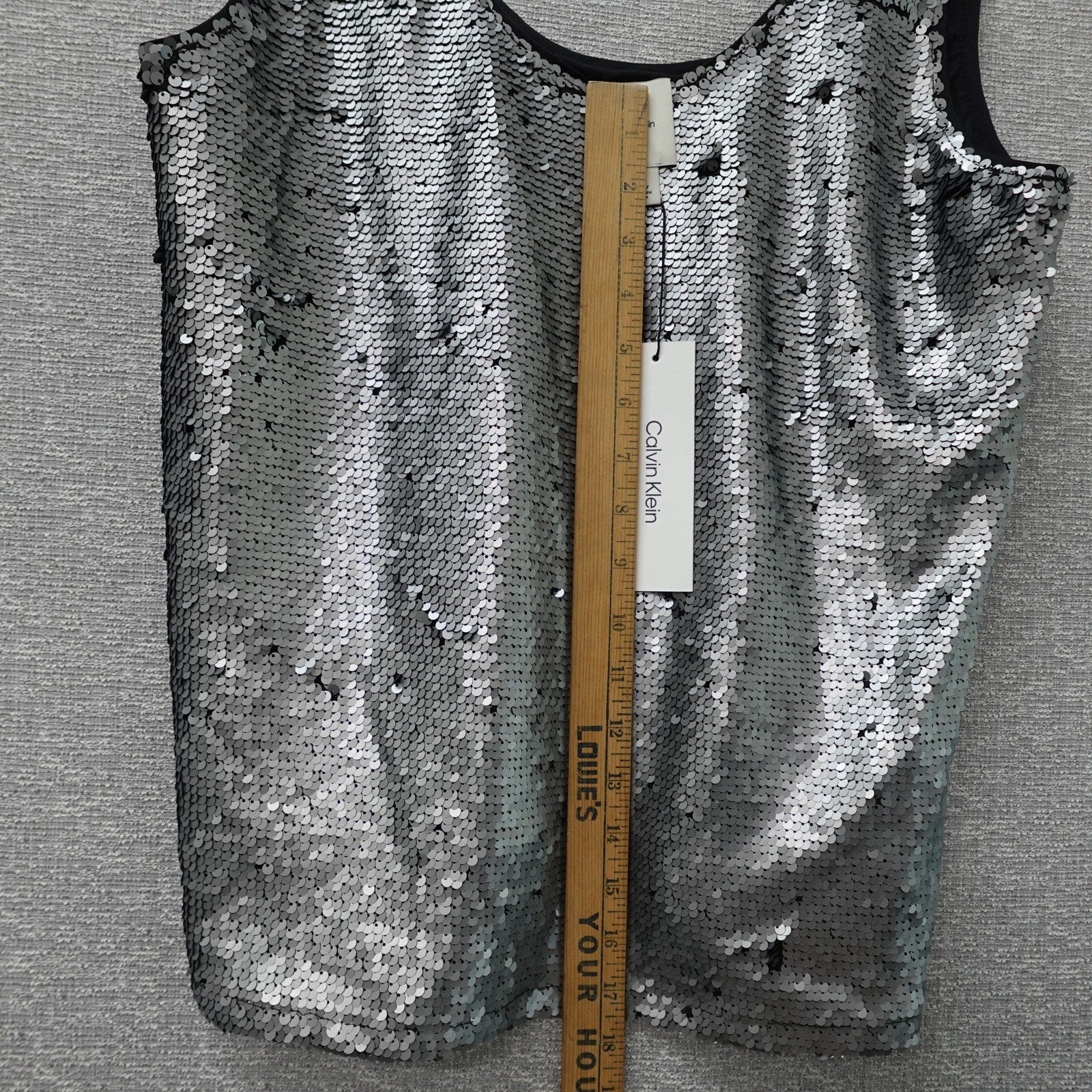 Calvin Klein Women's Sequin Tank Top Dark Gray - Size 2
