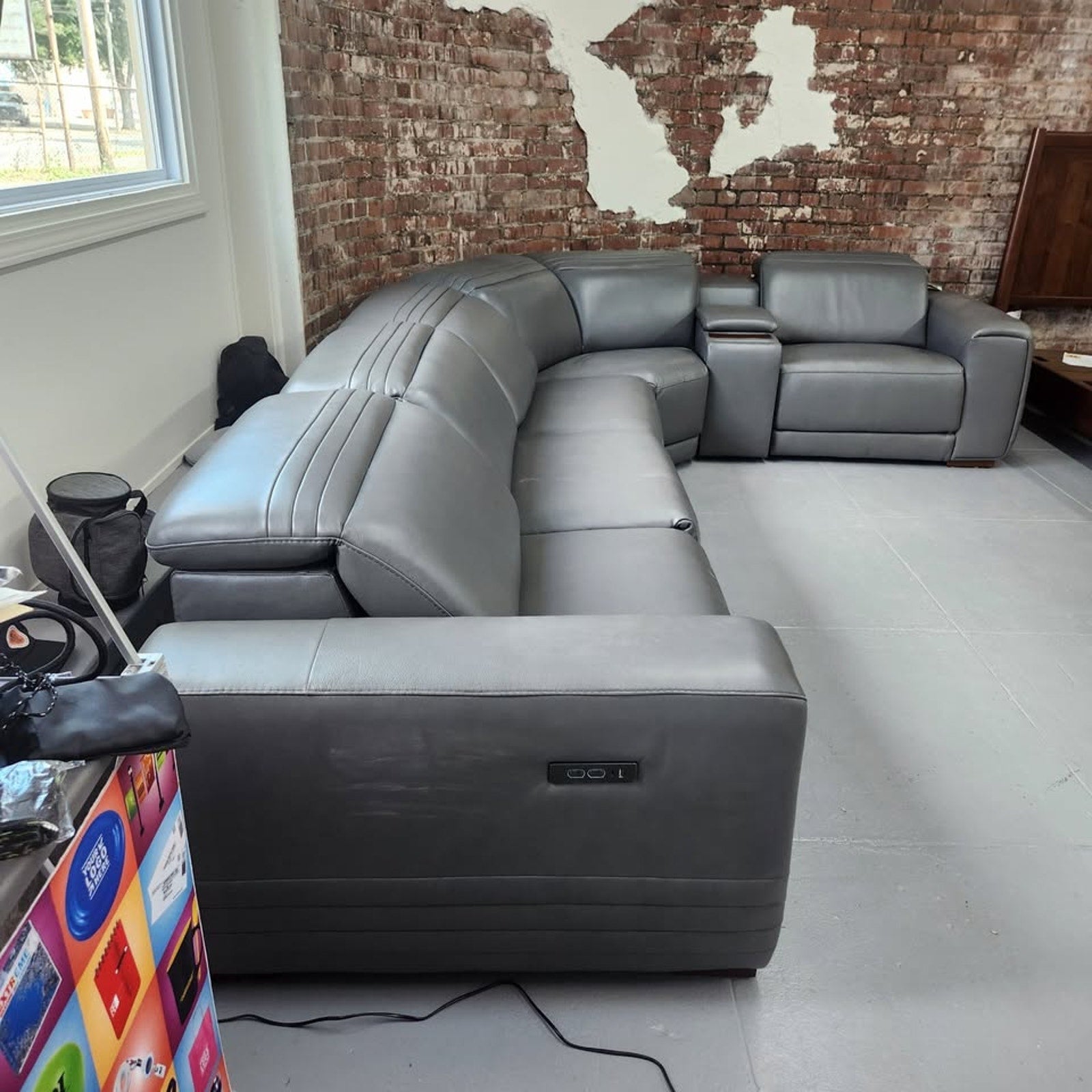 Karson Leather Power Reclining Sectional with Power Headrests
