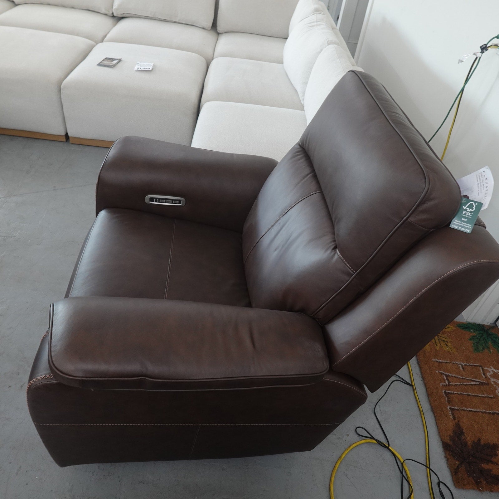 Flexsteel Griffin Italian Leather Power Recliner with Power Headrest and Lumbar