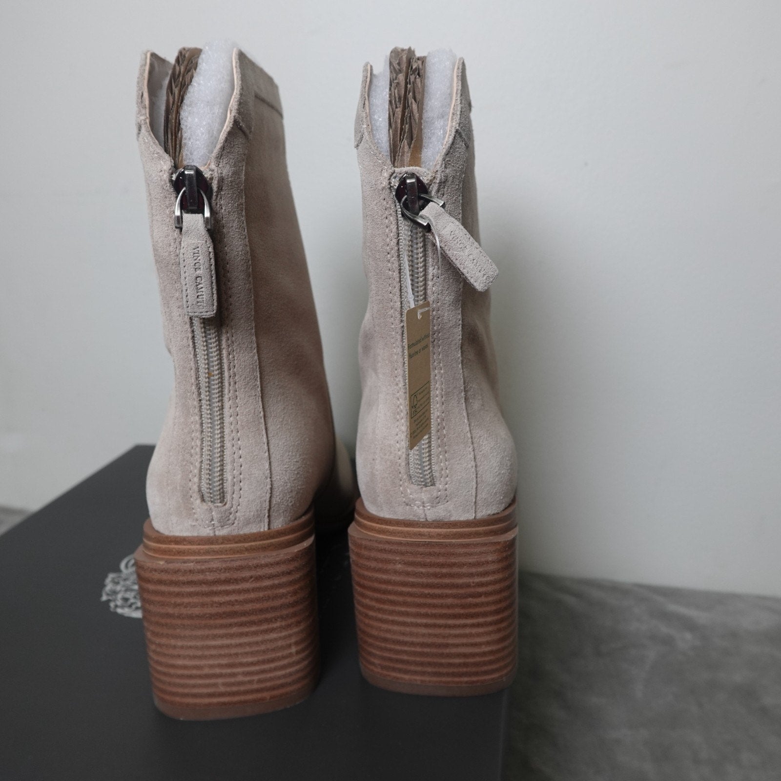 Vince Camuto Verona VC0KORTIMY Women’s Boots Almond Beige Ankle Block Heel 8,.5w