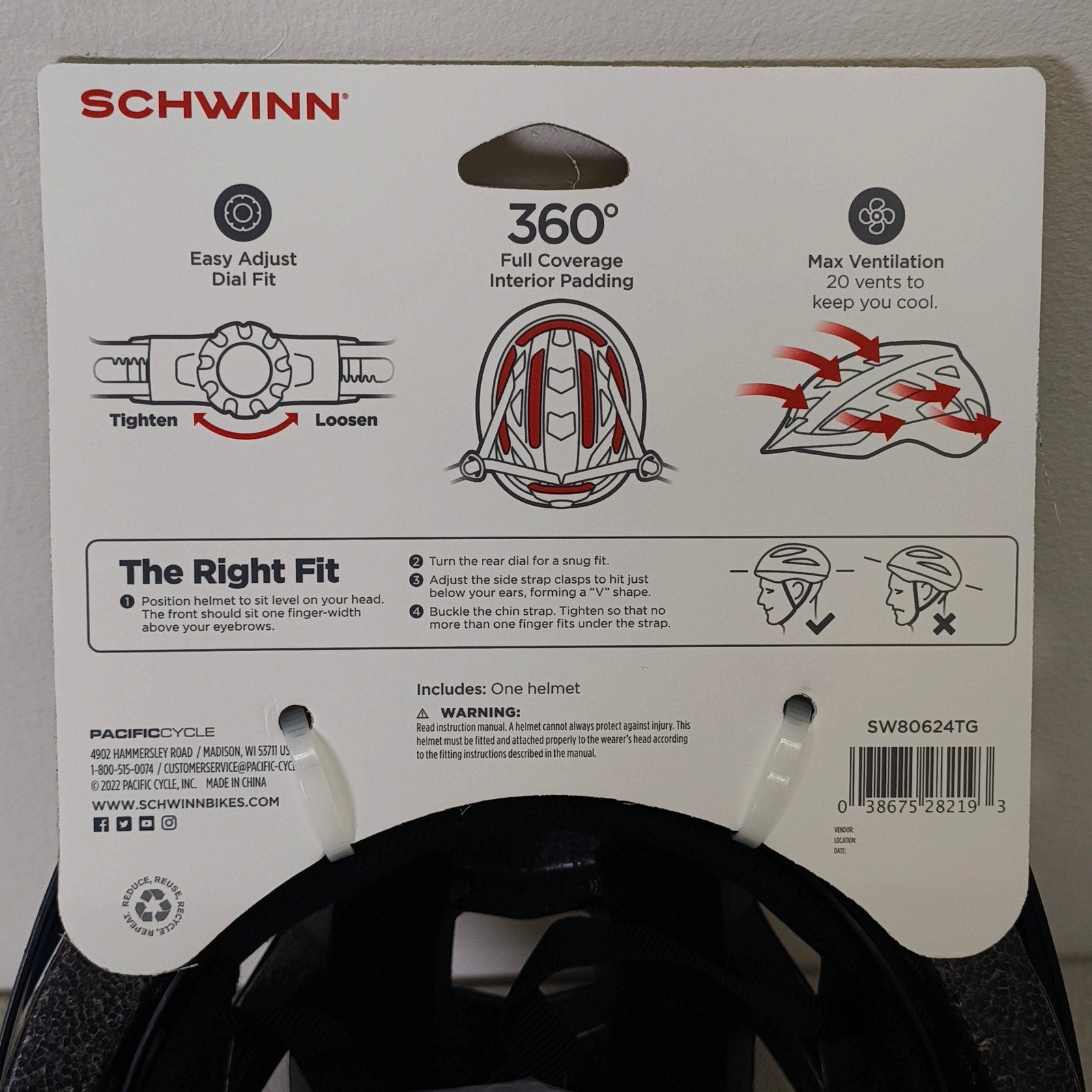 Schwinn Dash Adults Vented Bike Cycling Skate Helmet Black Blue Adjustable 14+