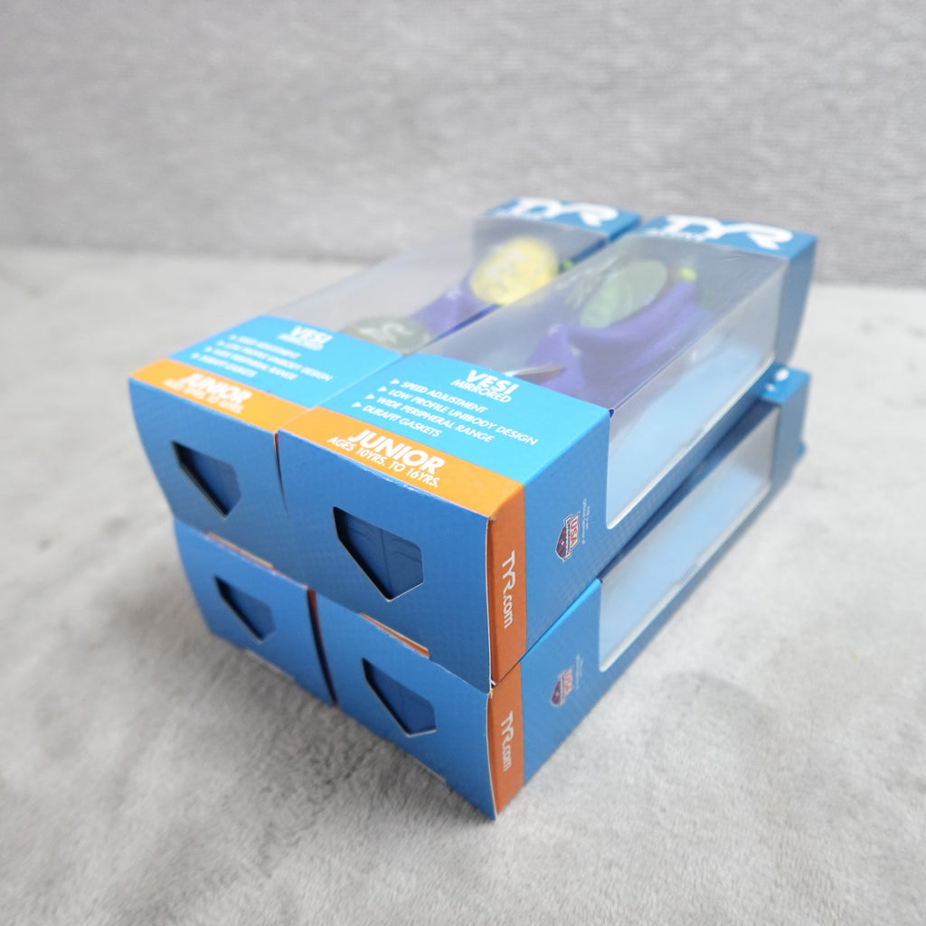TYR Vesi Mirrored Junior Swim Goggles Set of 4 Ages 10-16 New