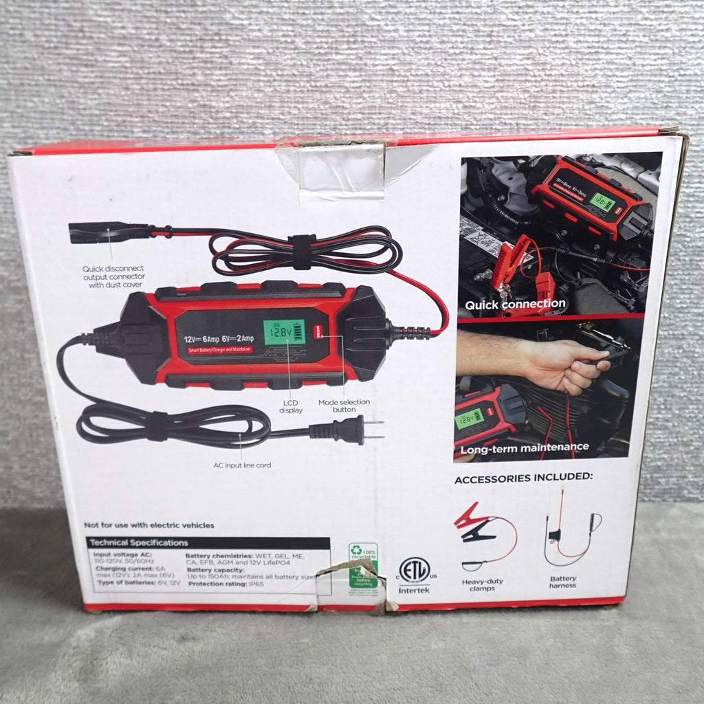 Open Box UltraPro Elite 6A Smart Battery Charger & Maintainer – 6V/12V