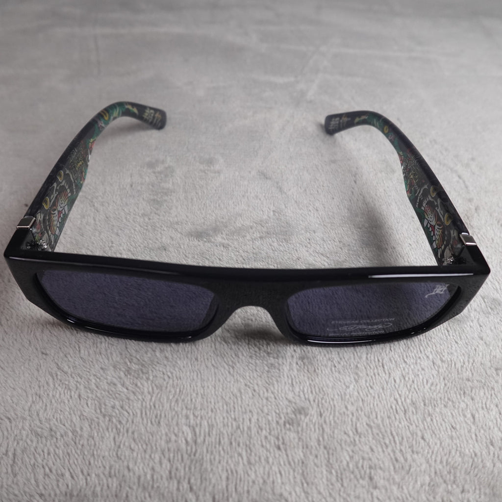 Ed Hardy Panther Sunglasses Black Rectangular UV Protection NEW
