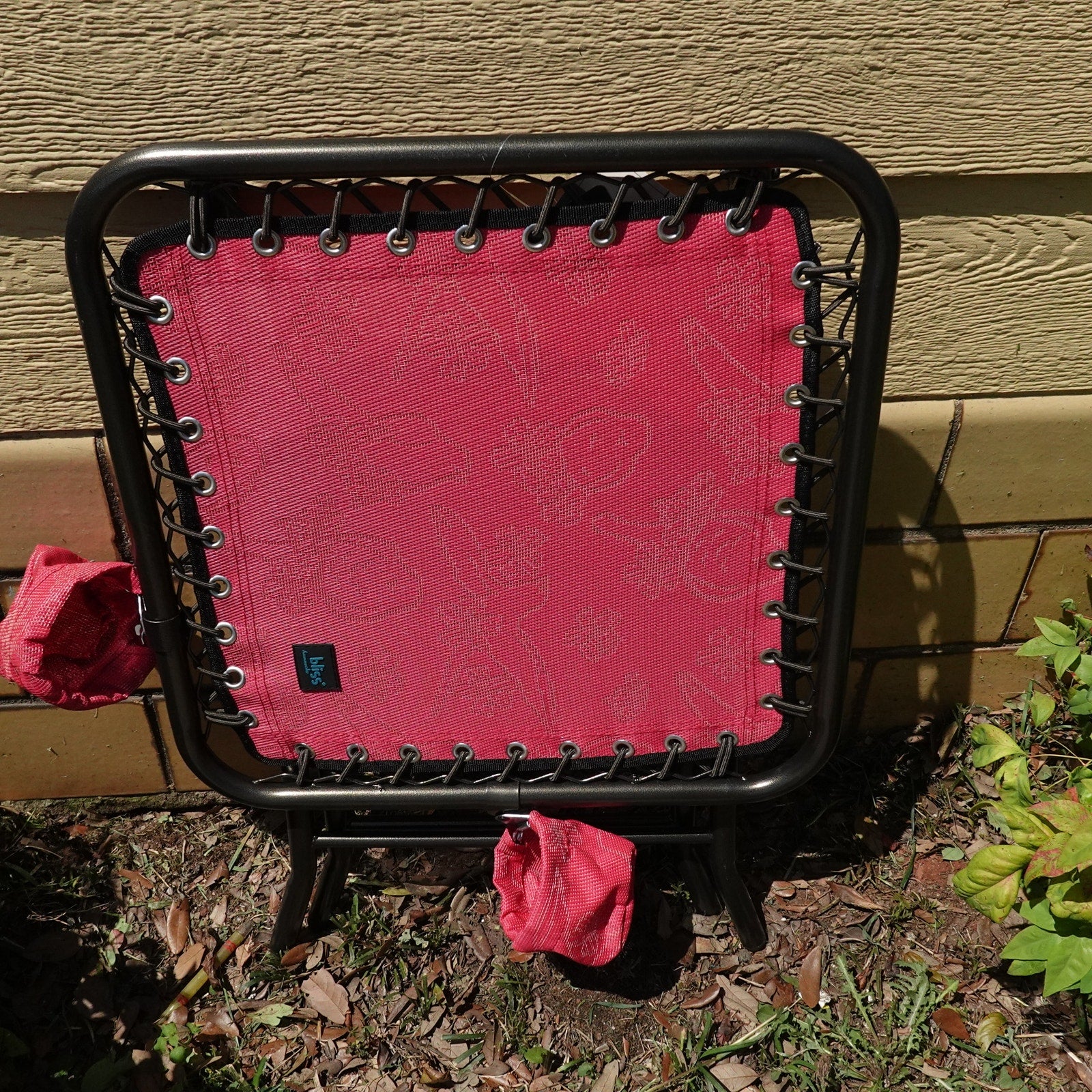 Bliss Hammocks Folding Side Table w/ 2 Cup Holders 20" Weather Resistant Red