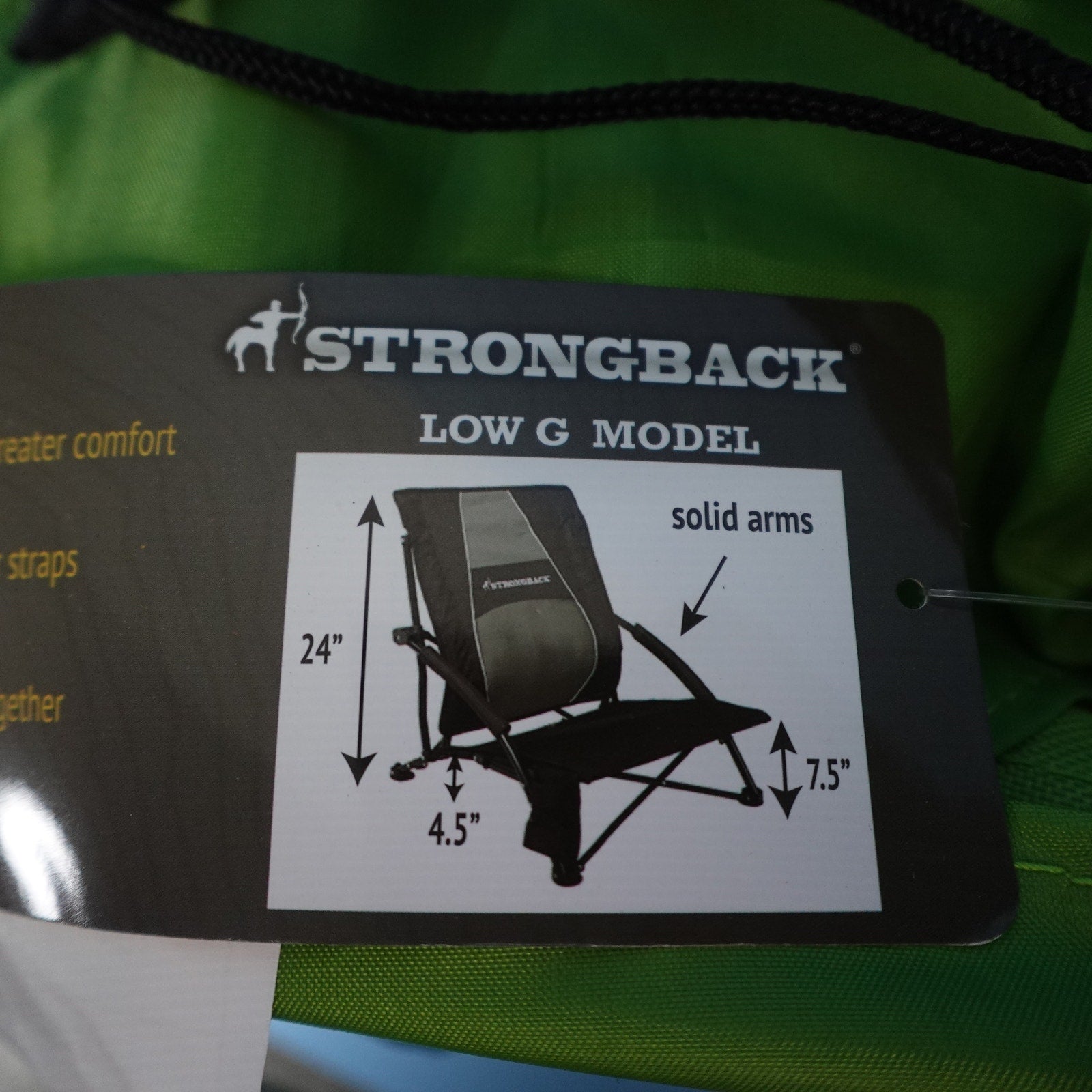 STRONGBACK Low G Beach Chair Ergonomic Lumbar Support Folding Portable 300lb