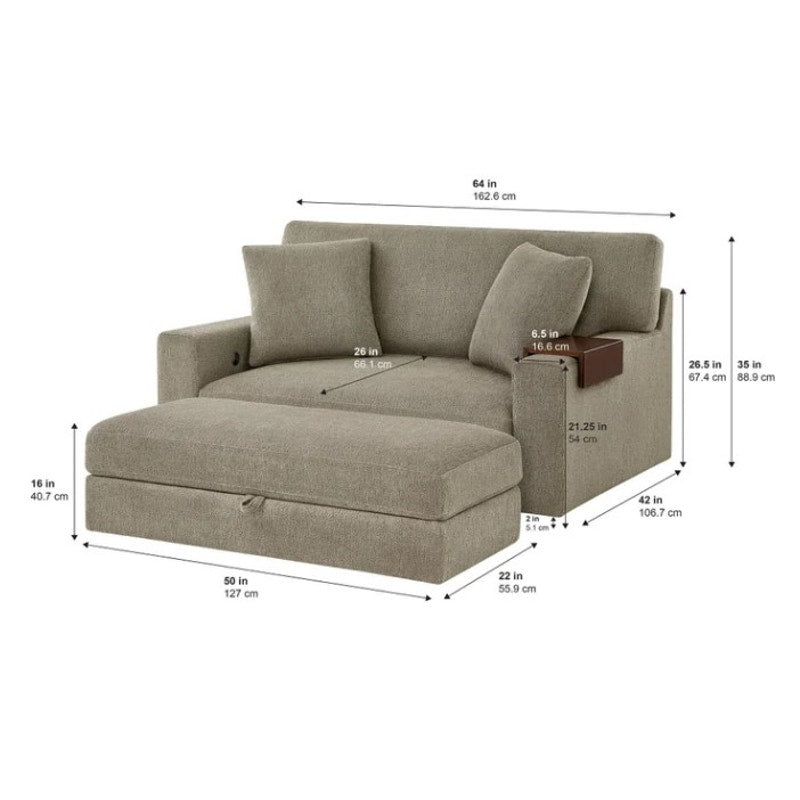 Thomasville Gilroy Fabric Oversized Storage Chair and Ottoman Lounge Chair Set