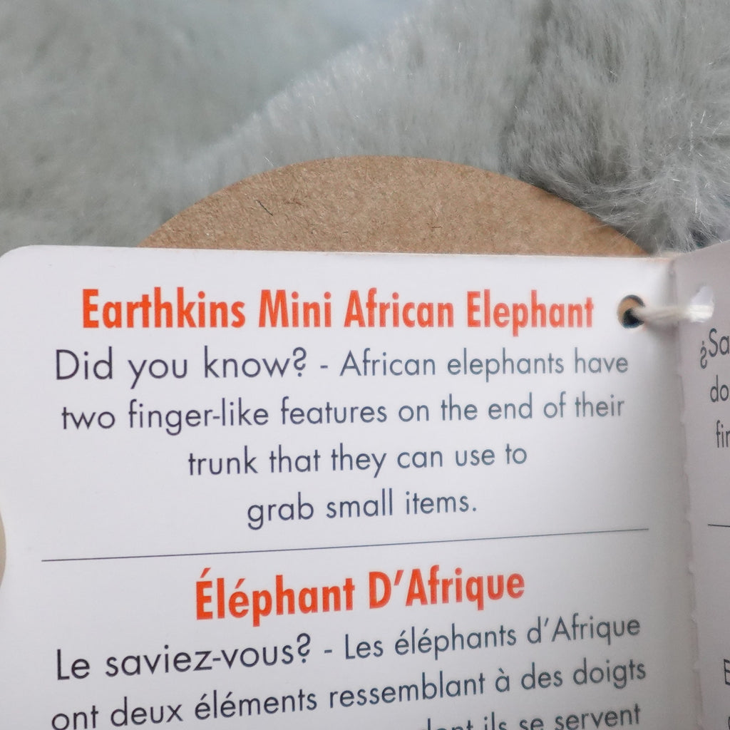 Wild Republic Earthkins African Elephant Plush Stuffed Animal 8" Grey NEW