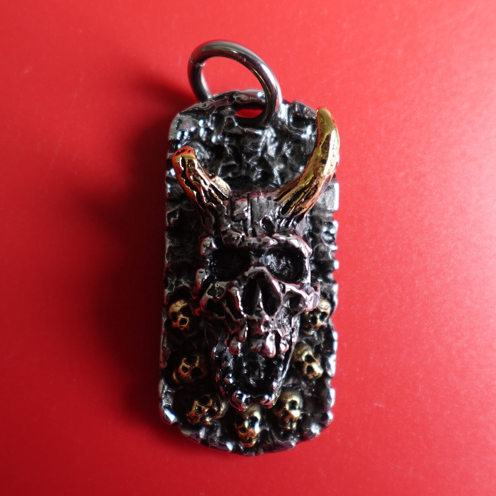 Stainless Steel Dog Tag Pendant with Evil Skull SP-602