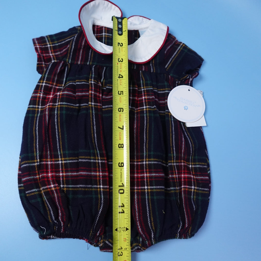 NWT Edgehill Collection Baby Girl Plaid Bubble Romper Size 3M Peter Pan Collar