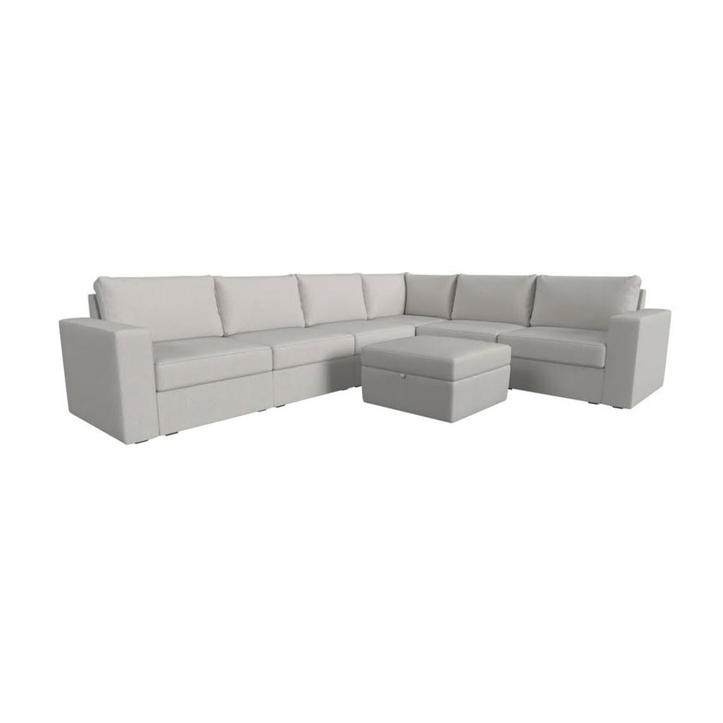 Flexsteel Modular Sectional with Storage Ottoman- Light Tan