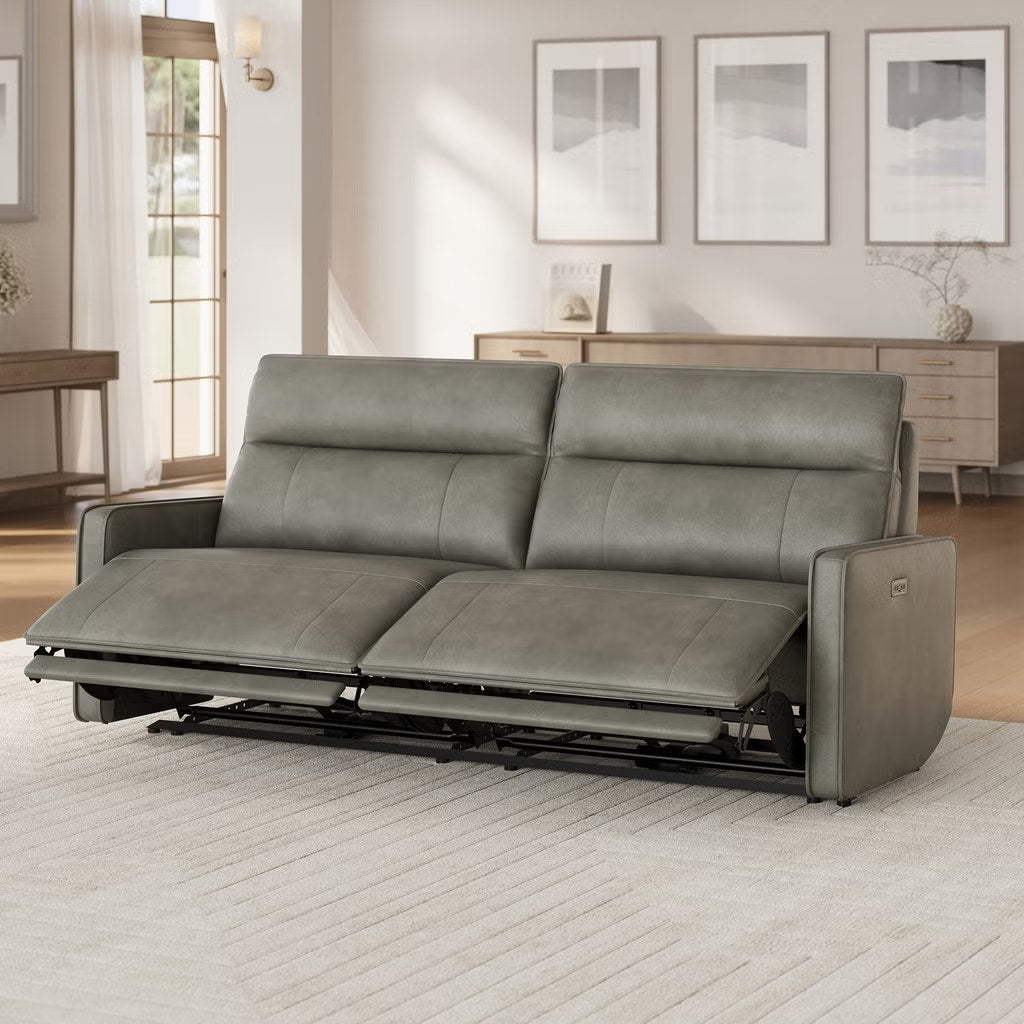 Henredon Keira Leather Power Reclining Sofa with Power Headrests