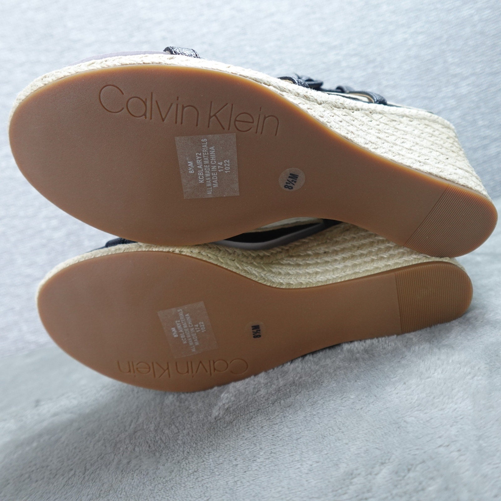 Calvin Klein Blairy 2 Women's Wedge Sandal Black 002 Size 8.5M New
