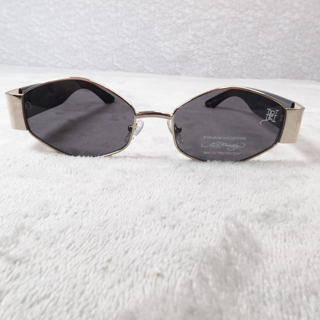Ed Hardy Tiger Tattoo Narrow Hexagon Sunglasses Streetwear Y2K UV400 NEW