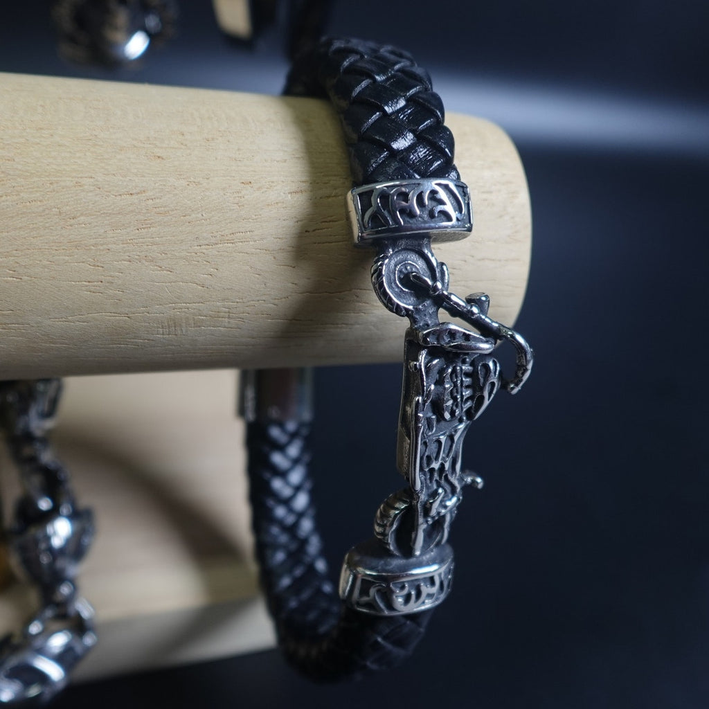Stainless Steel Leather Bracelet W/ Bike SBR-787