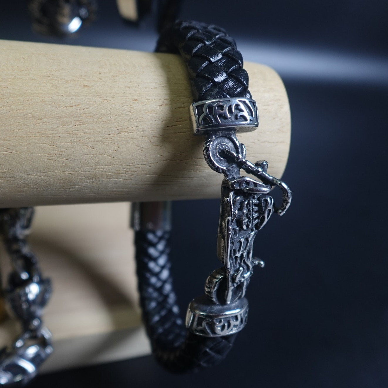 Stainless Steel Leather Bracelet W/ Bike SBR-787