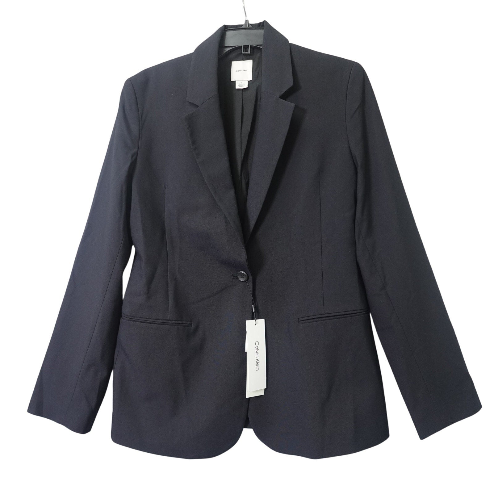 Calvin Klein Refined Stretch Cinched Blazer Women's Black Beauty - Size 6