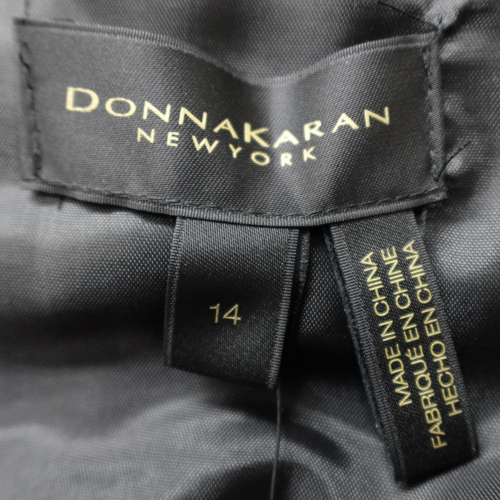 Donna Karan New York Size 14 Black Sequin Short Sleeve ButtonUp Belted Dress NWT