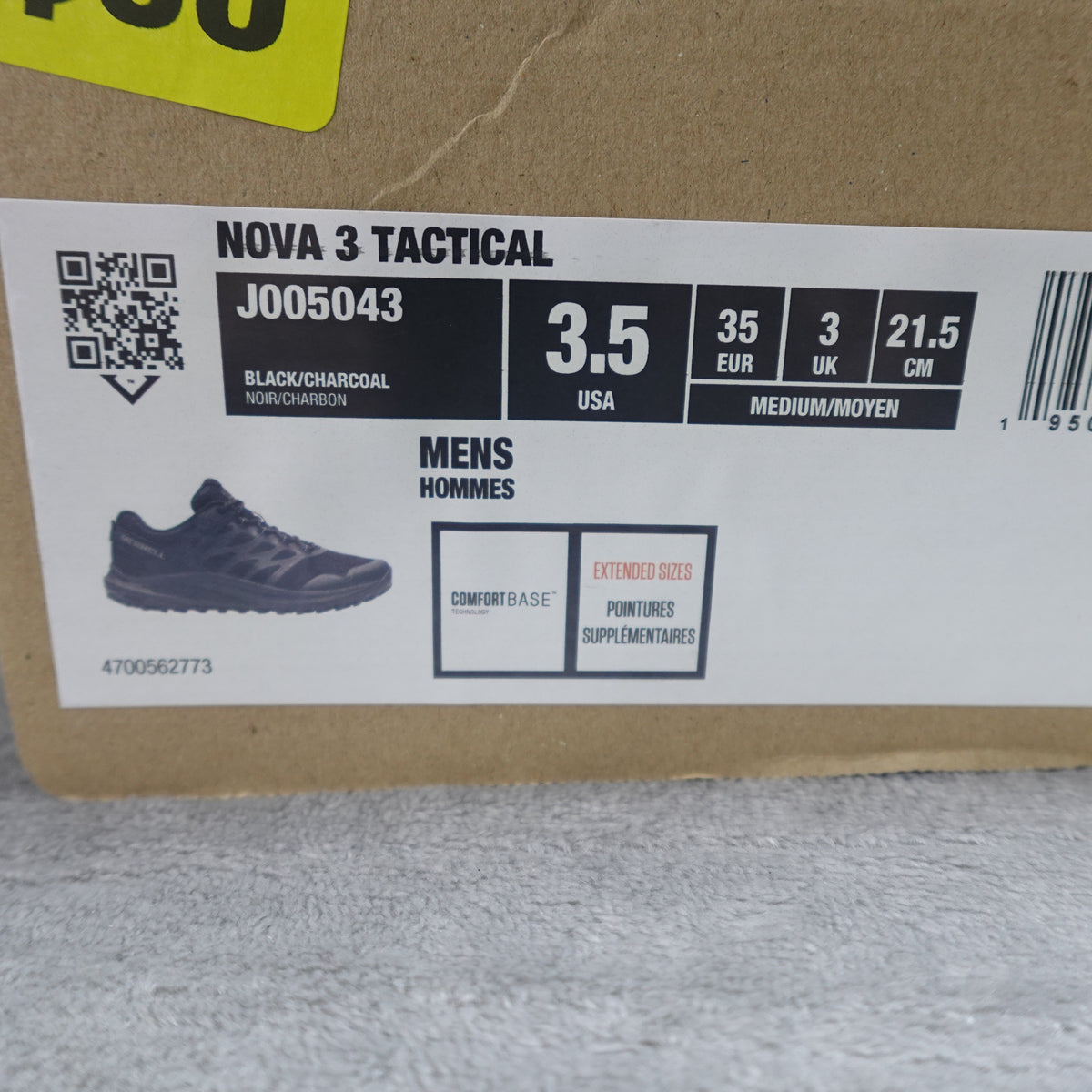 Merrell Nova 3 Tactical J005043 Men's Size 3.5 Coyote Trail Hiking Shoes w/ Box