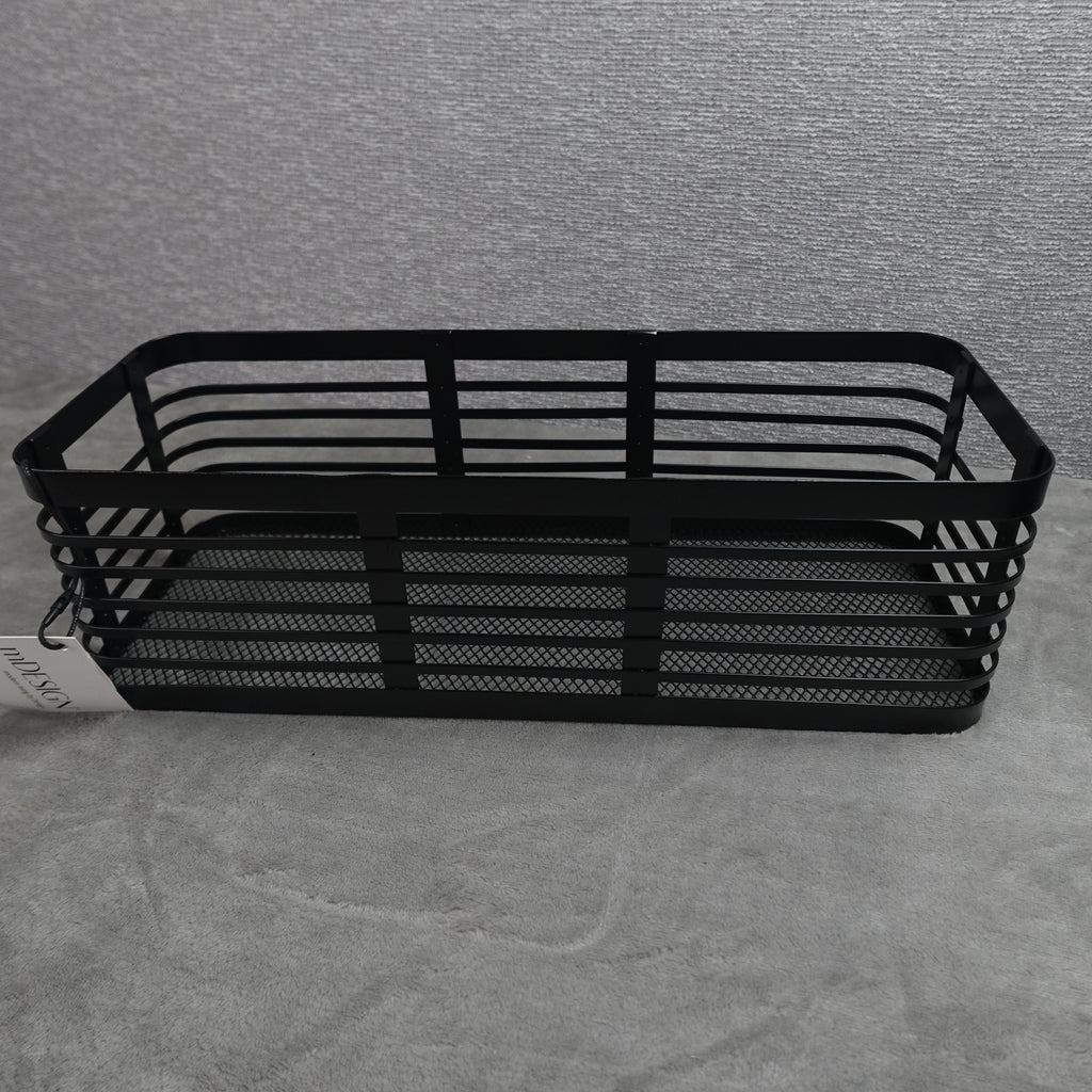 Mdesign 16x6x5 in. Carson Pantry Basket Matte Black