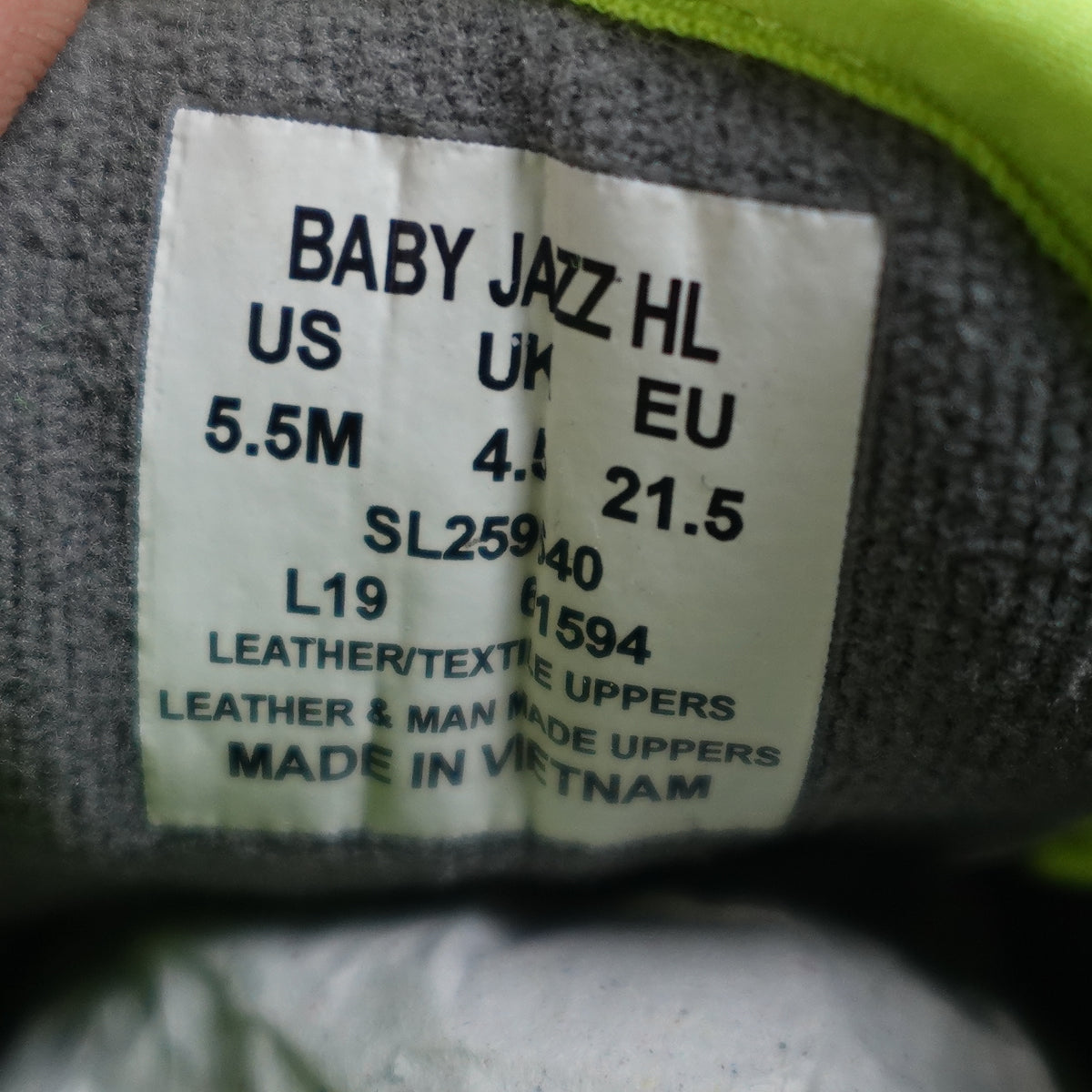 Saucony Baby Jazz HL Boys 5.5M Grey White Sneakers SL259640 New
