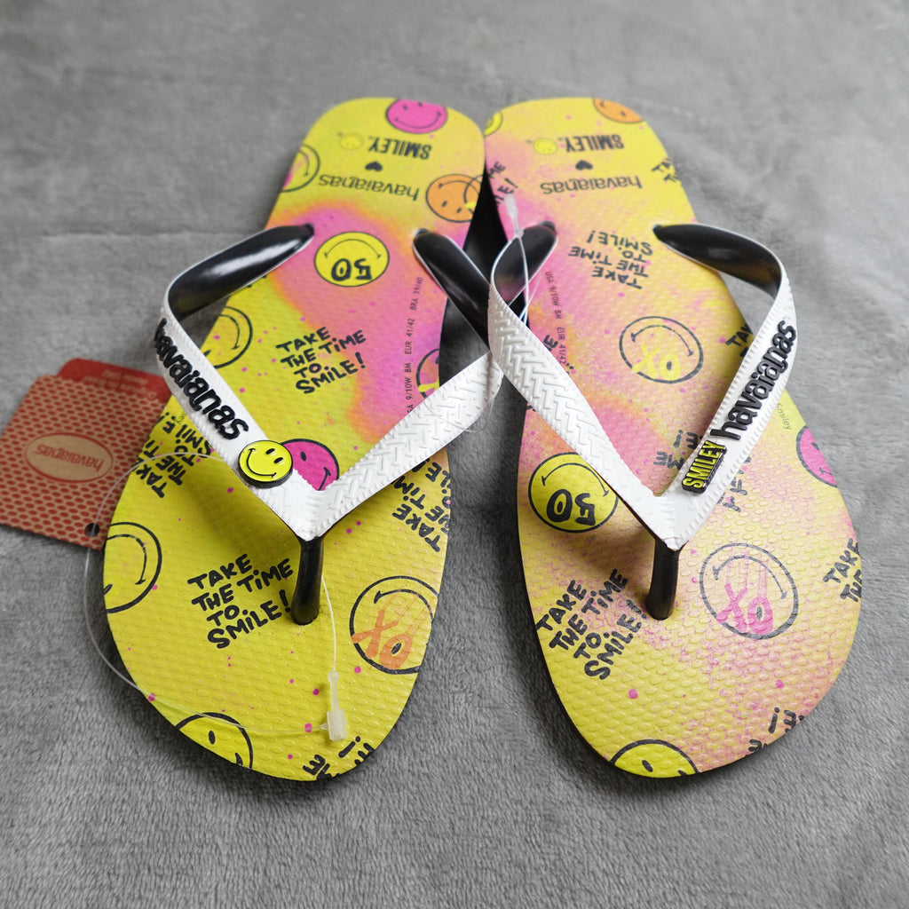 Havaianas Top Smiley 50th Flip Flops Black 39/40 Men's 7-8 Women's 9-10