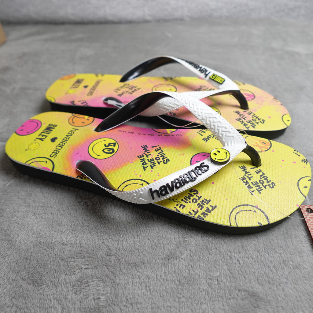 Havaianas Top Smiley 50th Flip Flops Black 39/40 Men's 7-8 Women's 9-10