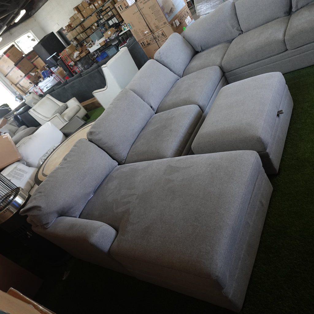 Thomasville Langdon Fabric Sectional with Chaise and Storage Ottoman, Gray