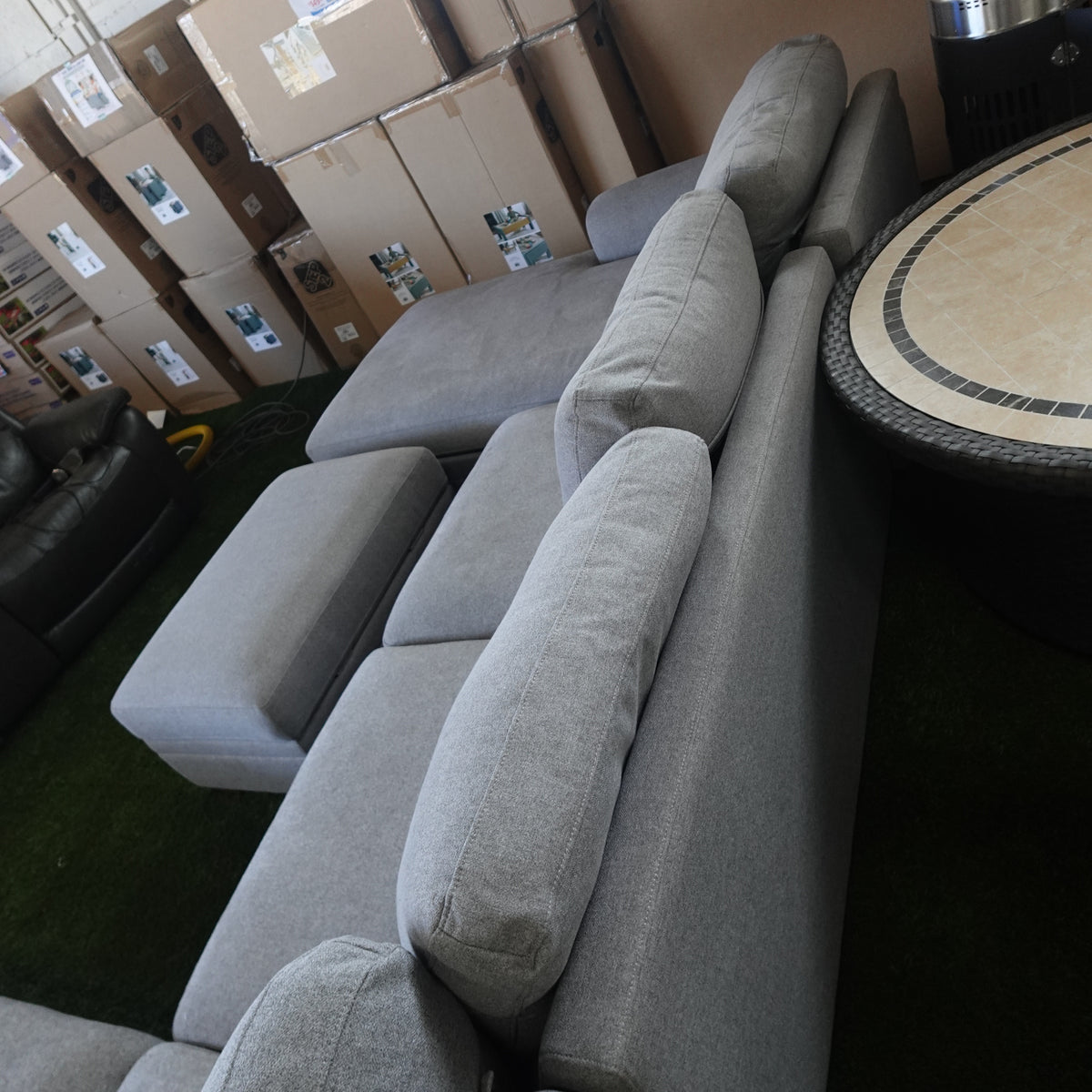 Thomasville Langdon Fabric Sectional with Chaise and Storage Ottoman, Gray
